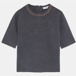 ZARA Knit Top with Chain Neckline Detail Size Medium | Chic & Minimalist Style